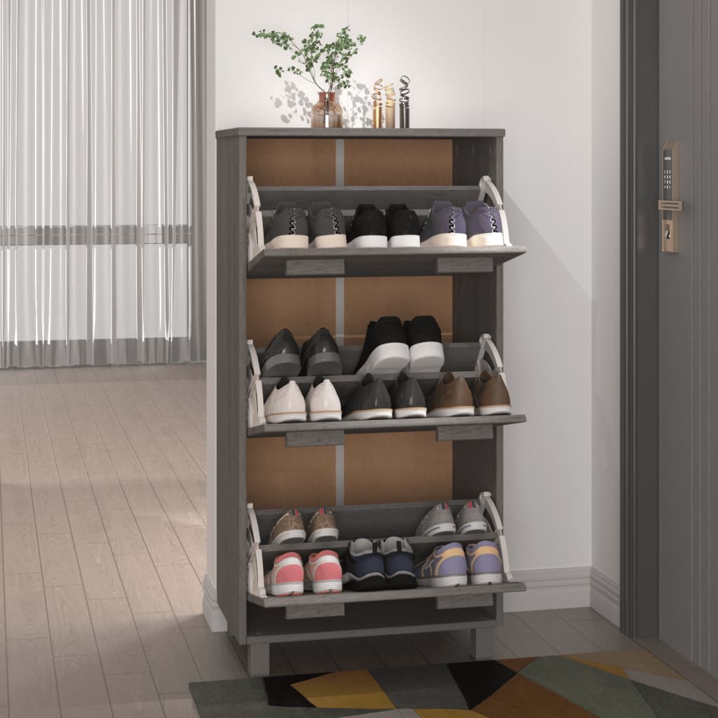 Scarpiera Hamar Grigio Chiaro 59,5x35x117 Cm In Legno Di Pino - Image 2