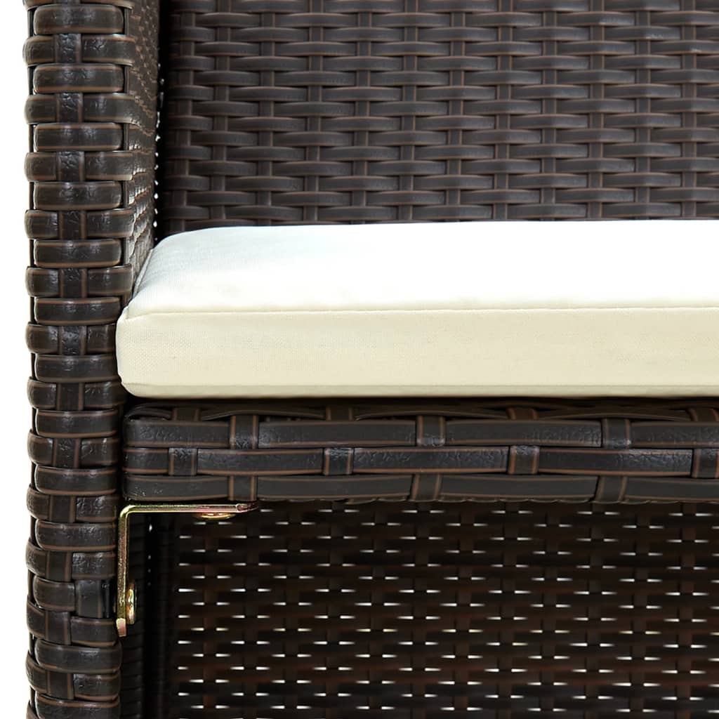 Divano Da Giardino A 2 Posti Con Cuscini Marrone In Polyrattan