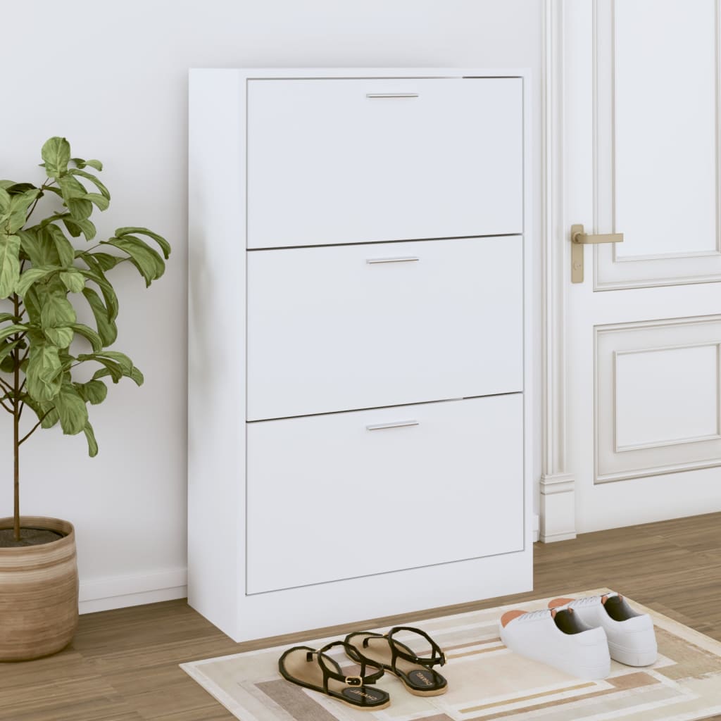 Scarpiera Bianca 63x24x103 Cm In Legno Multistrato - Image 5