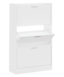 Scarpiera Bianca 63x24x103 Cm In Legno Multistrato