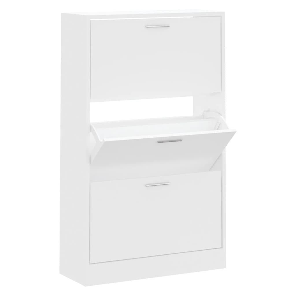 Scarpiera Bianca 63x24x103 Cm In Legno Multistrato