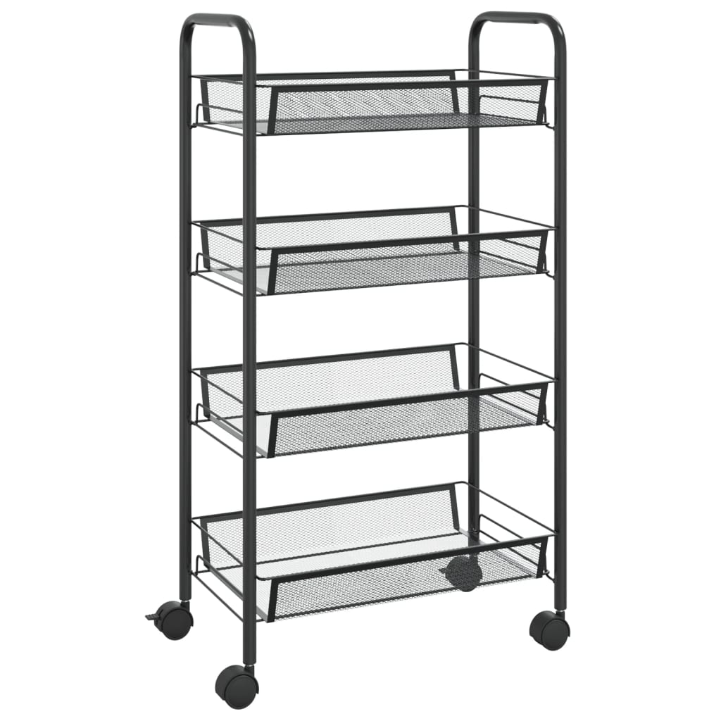 Carrello Da Cucina Con 4 Ripiani Nero 46x26x64 Cm In Ferro