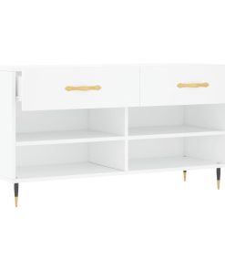 Panca Porta Scarpe Bianca 102x35x55 Cm In Legno Multistrato