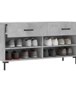 Panca Porta Scarpe Grigio Cemento 102x35x55cm Legno Multistrato