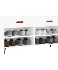 Panca Porta Scarpe Bianca 102x35x55 Cm In Legno Multistrato