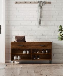 Panca Porta Scarpe Rovere Marrone 102x35x55cm Legno Multistrato