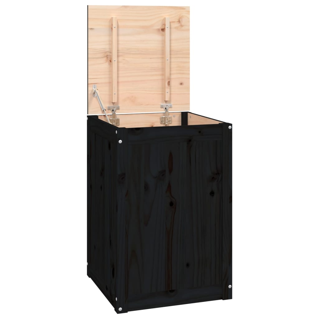 Contenitore Per Bucato Nero 44x44x66 Cm Legno Massello Pino - Image 6