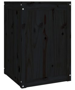 Contenitore Per Bucato Nero 44x44x66 Cm Legno Massello Pino
