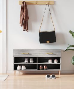 Panca Porta Scarpe Grigio Sonoma 102x35x55 Cm Legno Multistrato