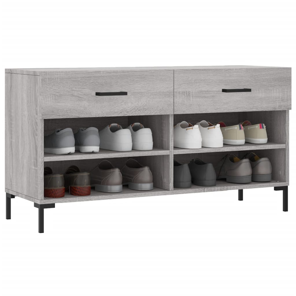 Panca Porta Scarpe Grigio Sonoma 102x35x55 Cm Legno Multistrato