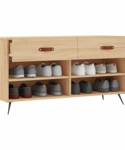Panca Porta Scarpe Rovere Sonoma 102x35x55 Cm Legno Multistrato