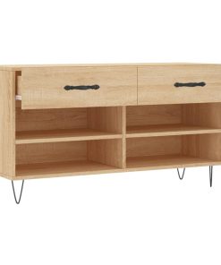 Panca Porta Scarpe Rovere Sonoma 102x35x55 Cm Legno Multistrato
