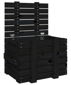Contenitore Portaoggetti Nero 58x40,5x42 Cm Legno Massello Pino
