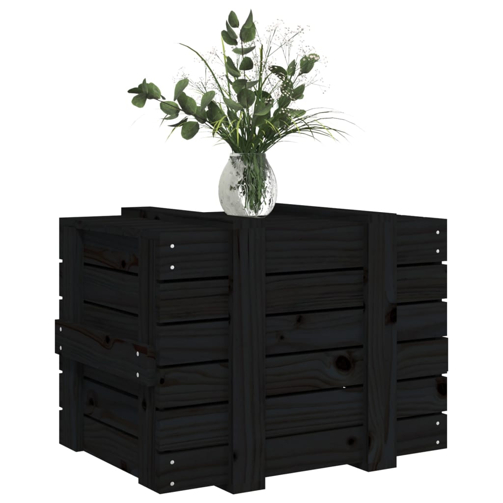 Contenitore Portaoggetti Nero 58x40,5x42 Cm Legno Massello Pino - Image 5