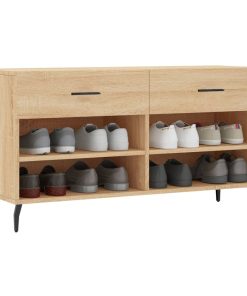 Panca Porta Scarpe Rovere Sonoma 102x35x55 Cm Legno Multistrato