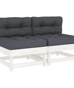Divani Centrali Con Cuscini 2 Pz Legno Massello Di Pino Bianco