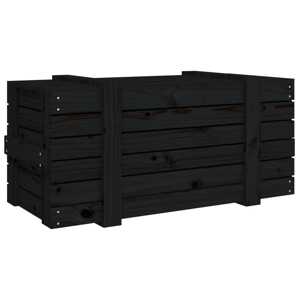 Contenitore Portaoggetti Nero 91x40,5x42 Cm Legno Massello Pino - Image 5