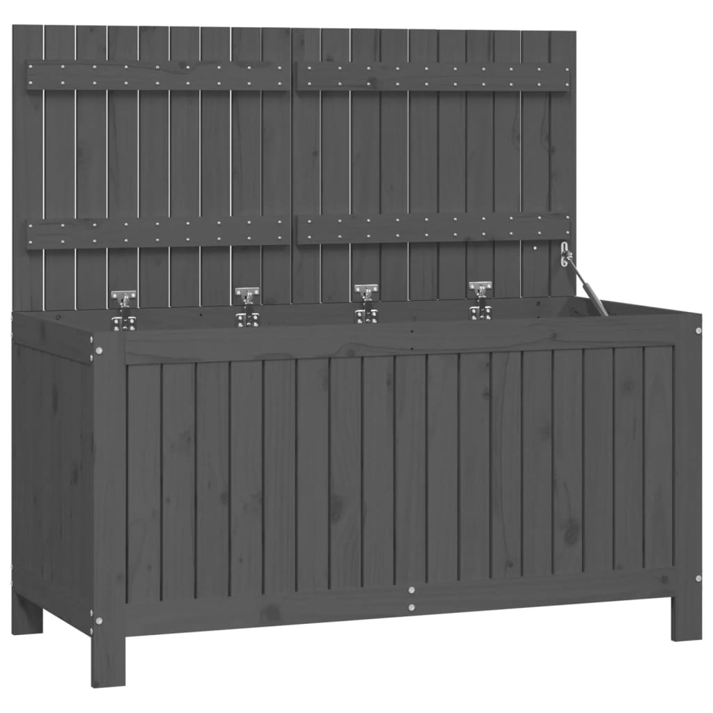 Contenitore Da Giardino Grigio 121x55x64 Cm Legno Massello Pino