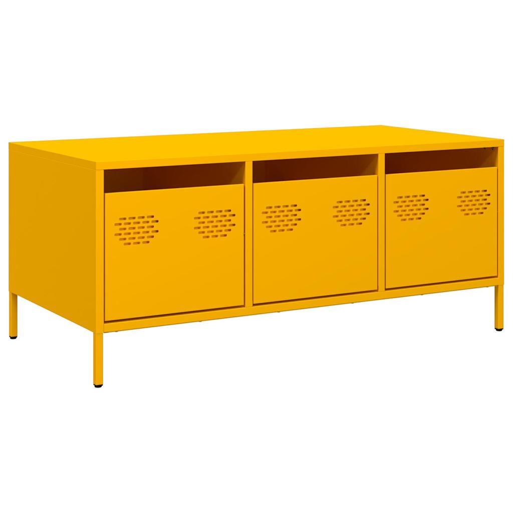 Tavolino Giallo 101,5x50x43,5 Cm Acciaio Laminato A Freddo