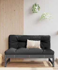 Divano Centrale Giardino Grigio 120x80cm Legno Massello Pino