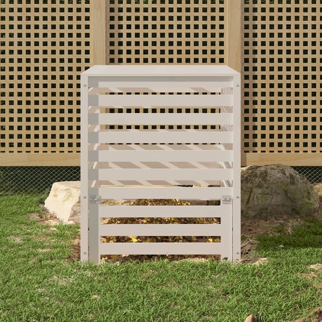 Compostiera Bianca 82,5x82,5x99,5 Cm In Legno Massello Di Pino