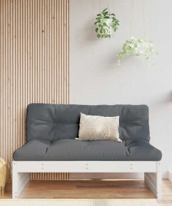 Divano Centrale 120x80 Cm In Legno Massello Di Pino Bianco