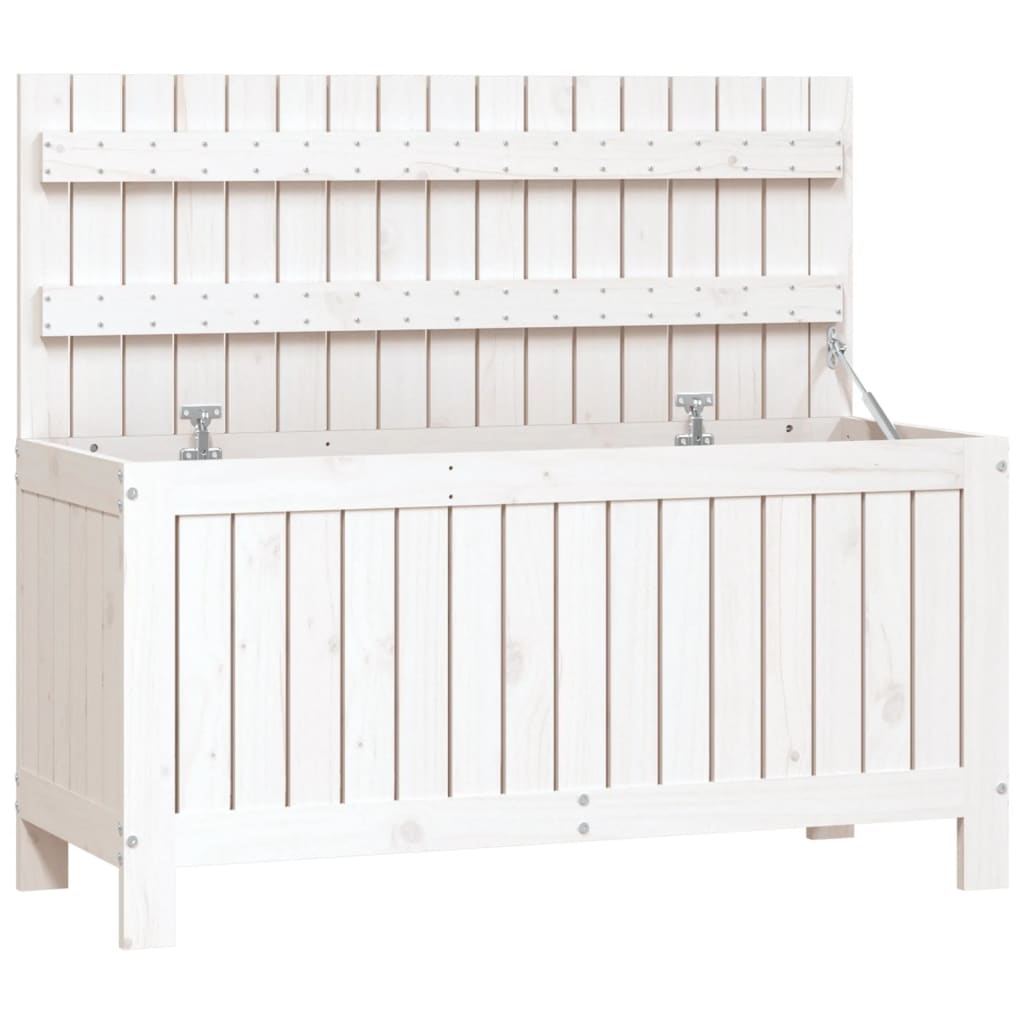 Contenitore Giardino Bianco 108x42,5x54 Cm Legno Massello Pino