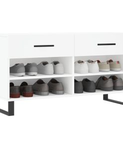 Panca Porta Scarpe Bianca 102x35x55 Cm In Legno Multistrato