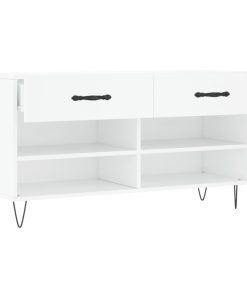 Panca Porta Scarpe Bianca 102x35x55 Cm In Legno Multistrato