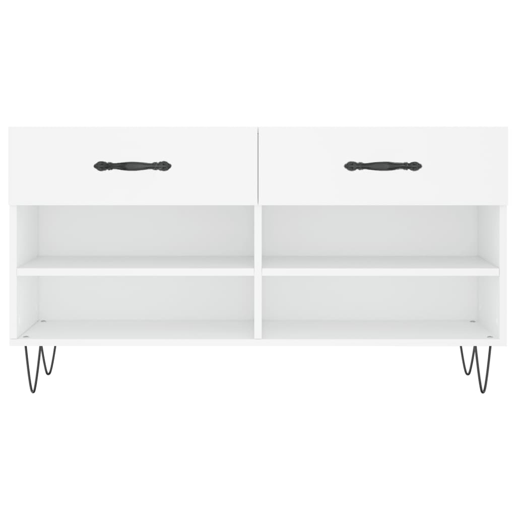 Panca Porta Scarpe Bianca 102x35x55 Cm In Legno Multistrato - Image 4