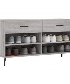 Panca Porta Scarpe Grigio Sonoma 102x35x55 Cm Legno Multistrato