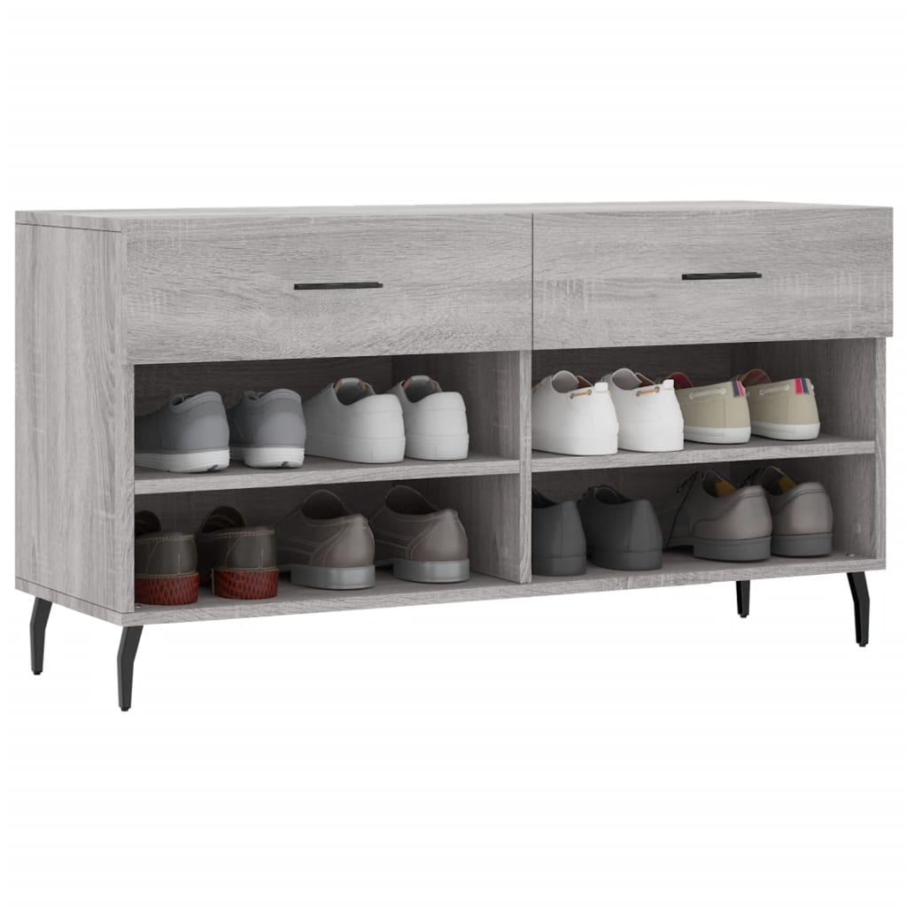 Panca Porta Scarpe Grigio Sonoma 102x35x55 Cm Legno Multistrato