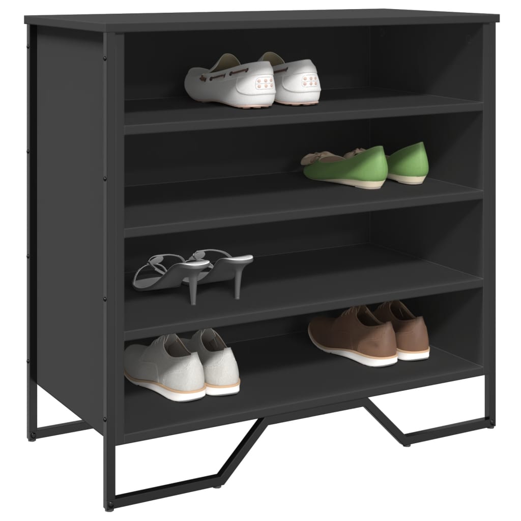 Scarpiera Nera 80x38x78 Cm In Truciolato - Image 4