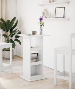 Tavolo Bar Con Portaoggetti Bianco 60x60x102 Cm In Truciolato