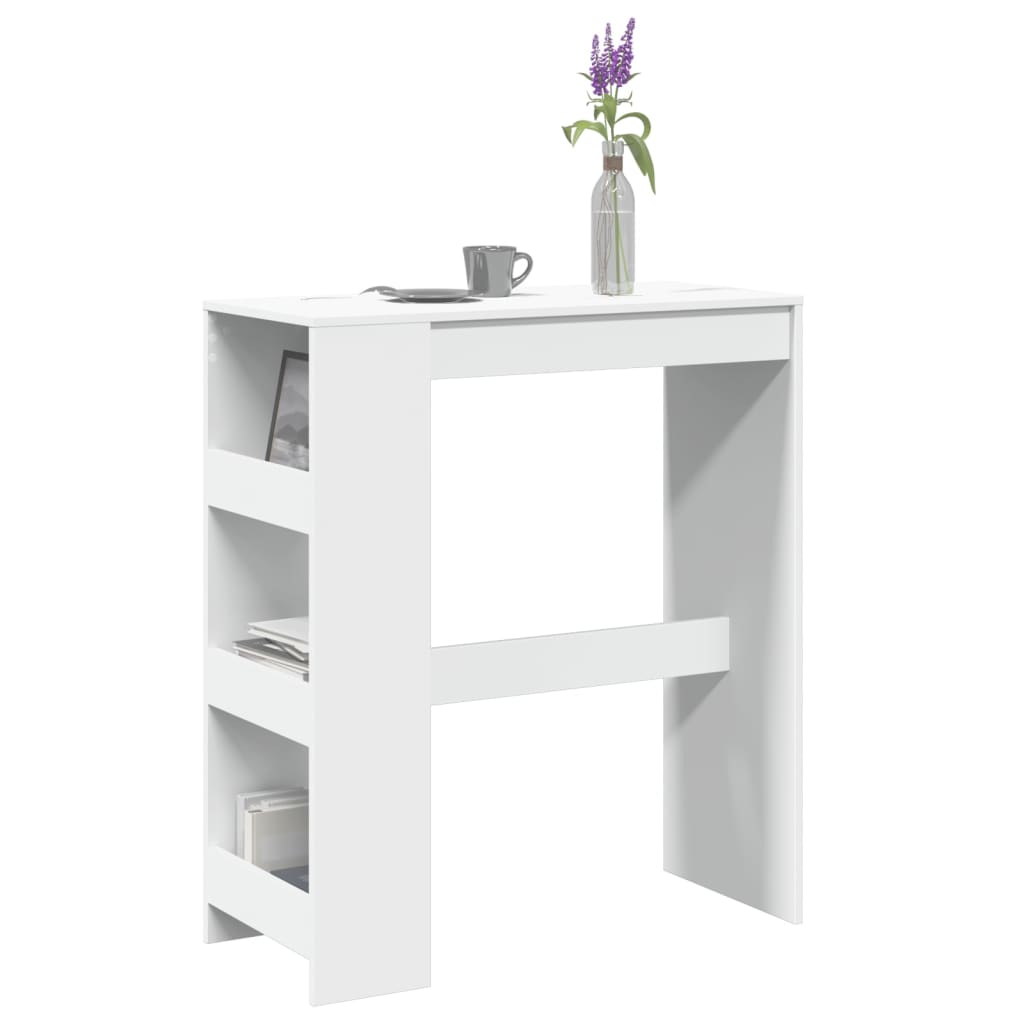 Tavolo Bar Con Rastrelliera Bianco 90x40x103,5 Cm Multistrato