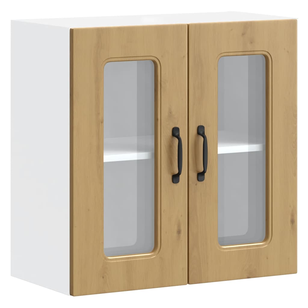 Pensile Da Cucina Con Porta In Vetro Kalmar Rovere Artigianale