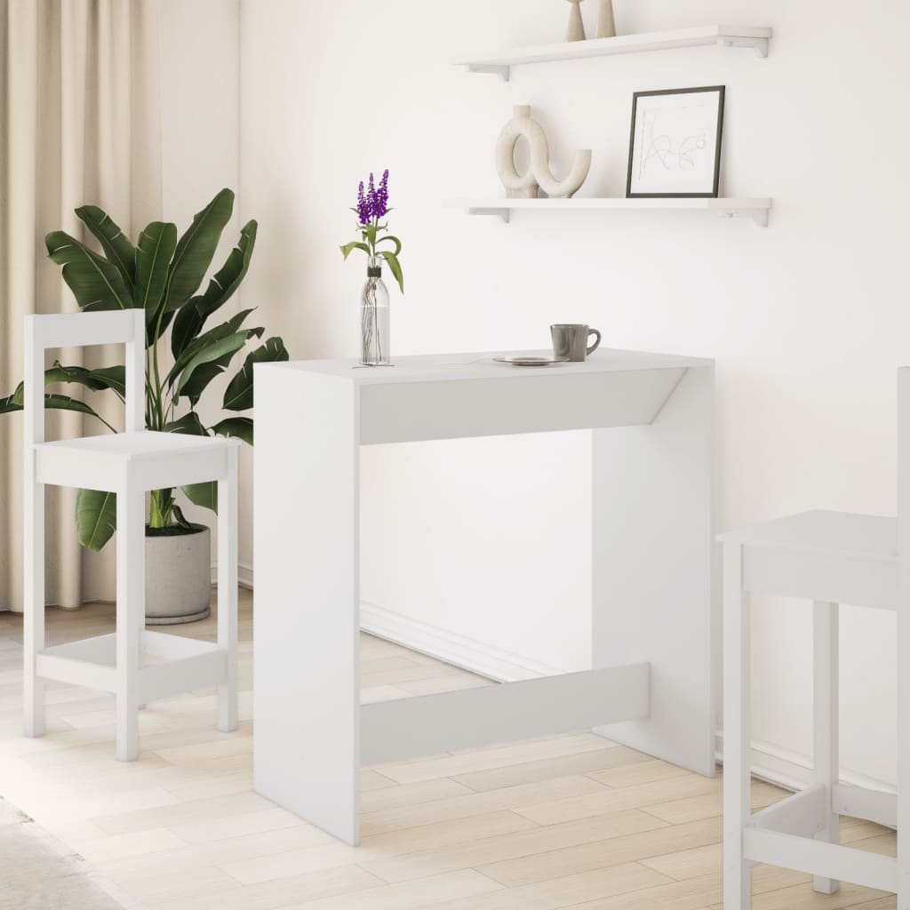 Tavolo Da Bar Bianco 102x50x103,5 Cm In Legno Multistrato