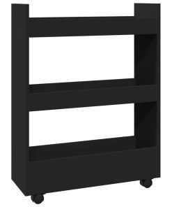 Carrello Portaoggetti Stretto A 3 Livelli Nero In Truciolato
