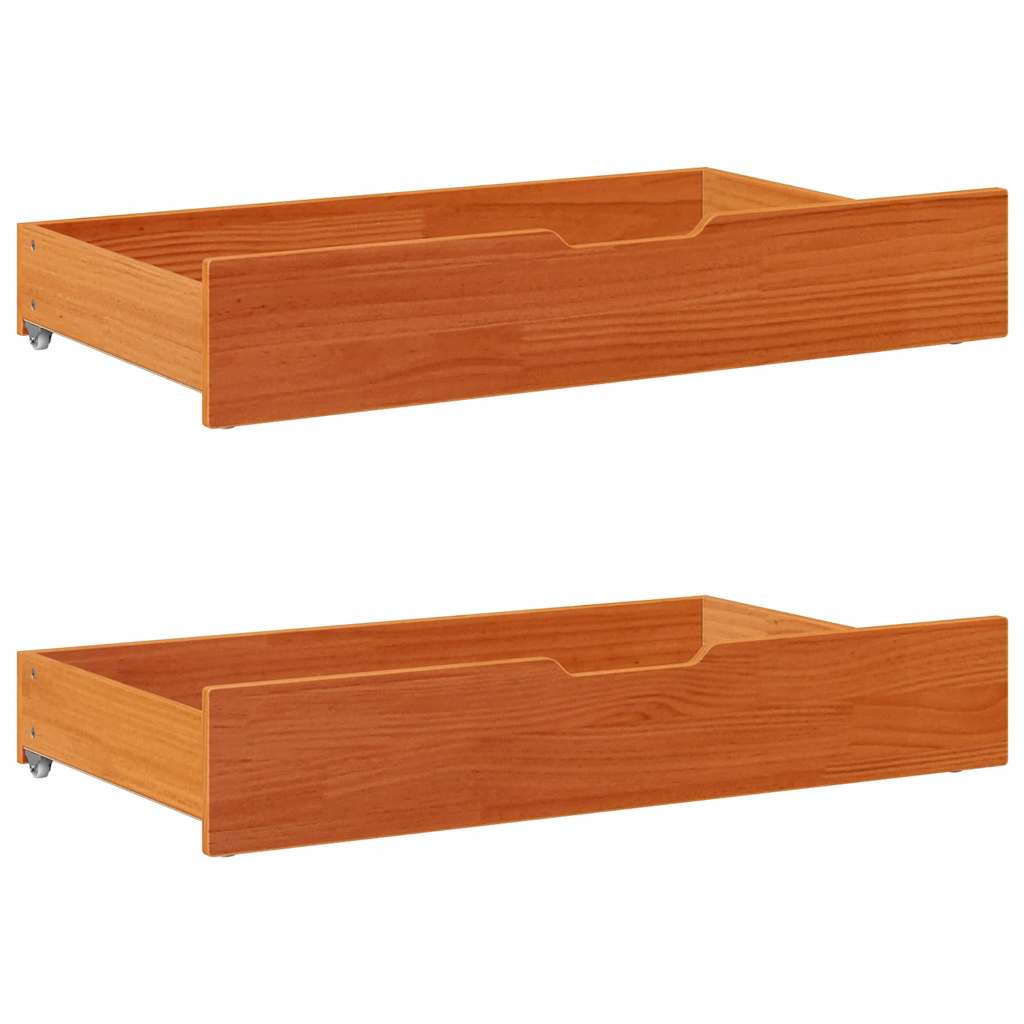 Cassettoni Per Letto 2pz Marrone Cera 90x55x17 Cm Legno Di Pino