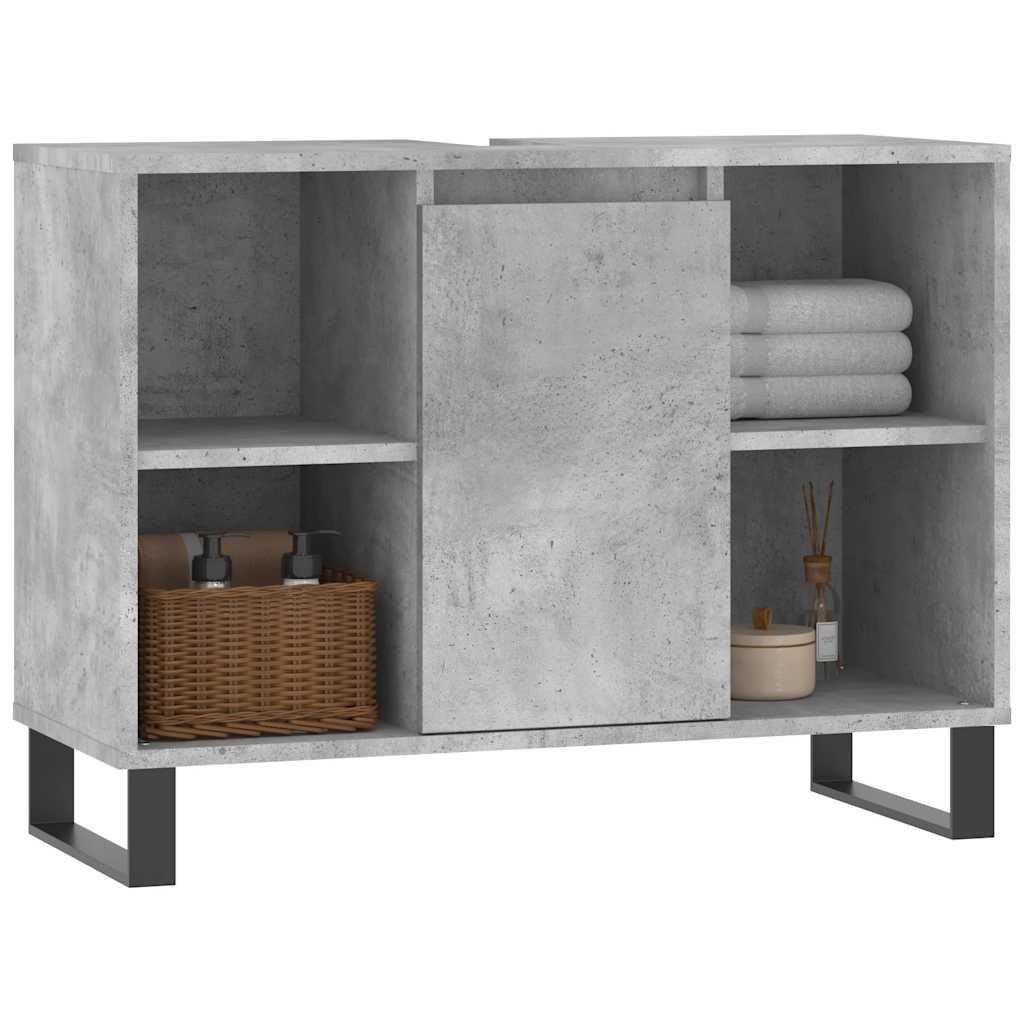 Armadietto Da Bagno Grigio Cemento 80x33x60cm Legno Multistrato - Image 2