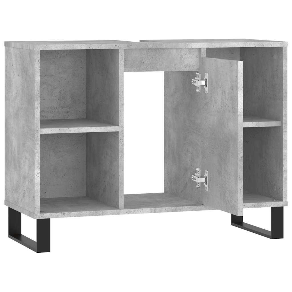 Armadietto Da Bagno Grigio Cemento 80x33x60cm Legno Multistrato - Image 4
