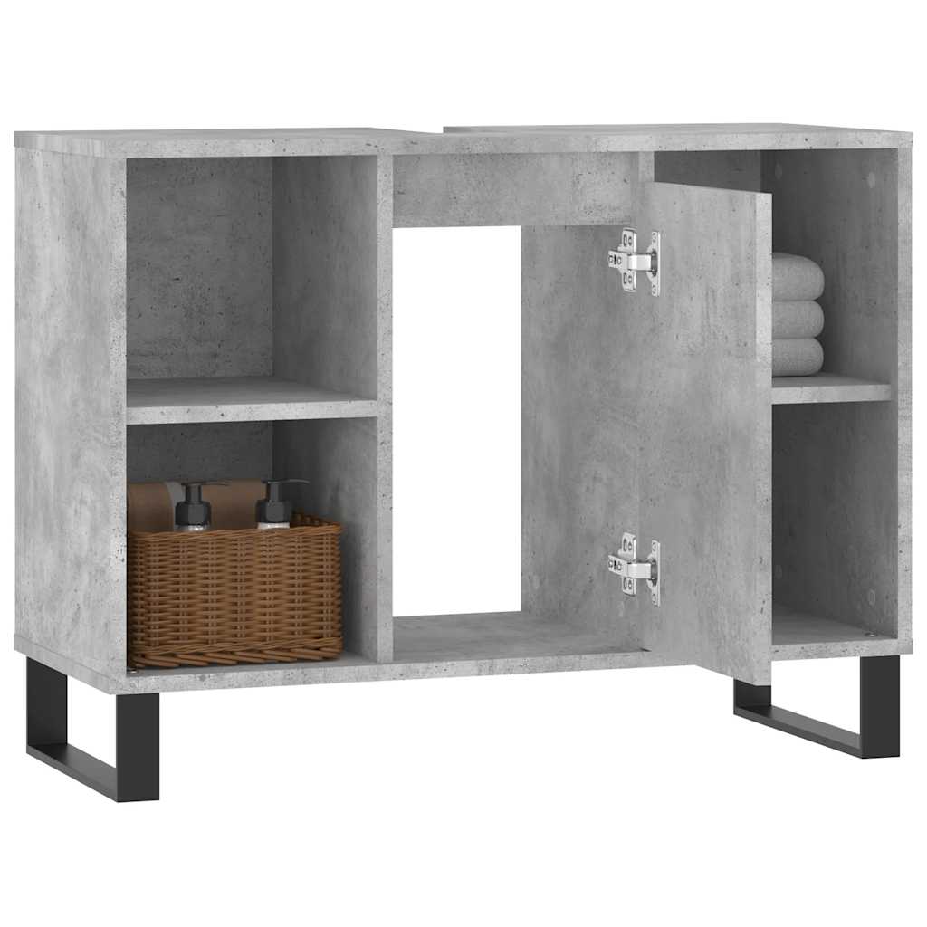 Armadietto Da Bagno Grigio Cemento 80x33x60cm Legno Multistrato - Image 3