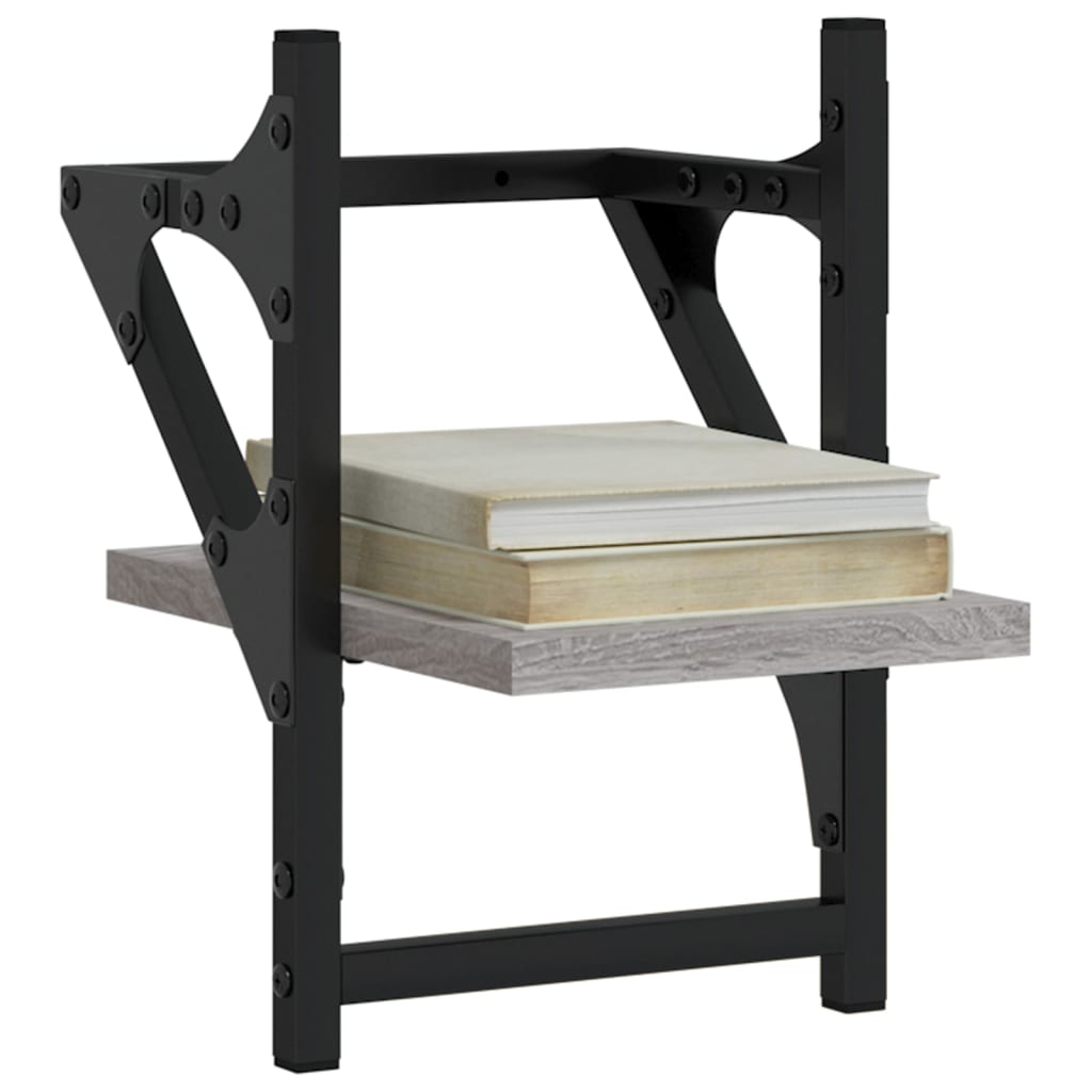 Mensole A Parete Con Aste 2pz Grigio Sonoma 20x25x30 cm - Image 2