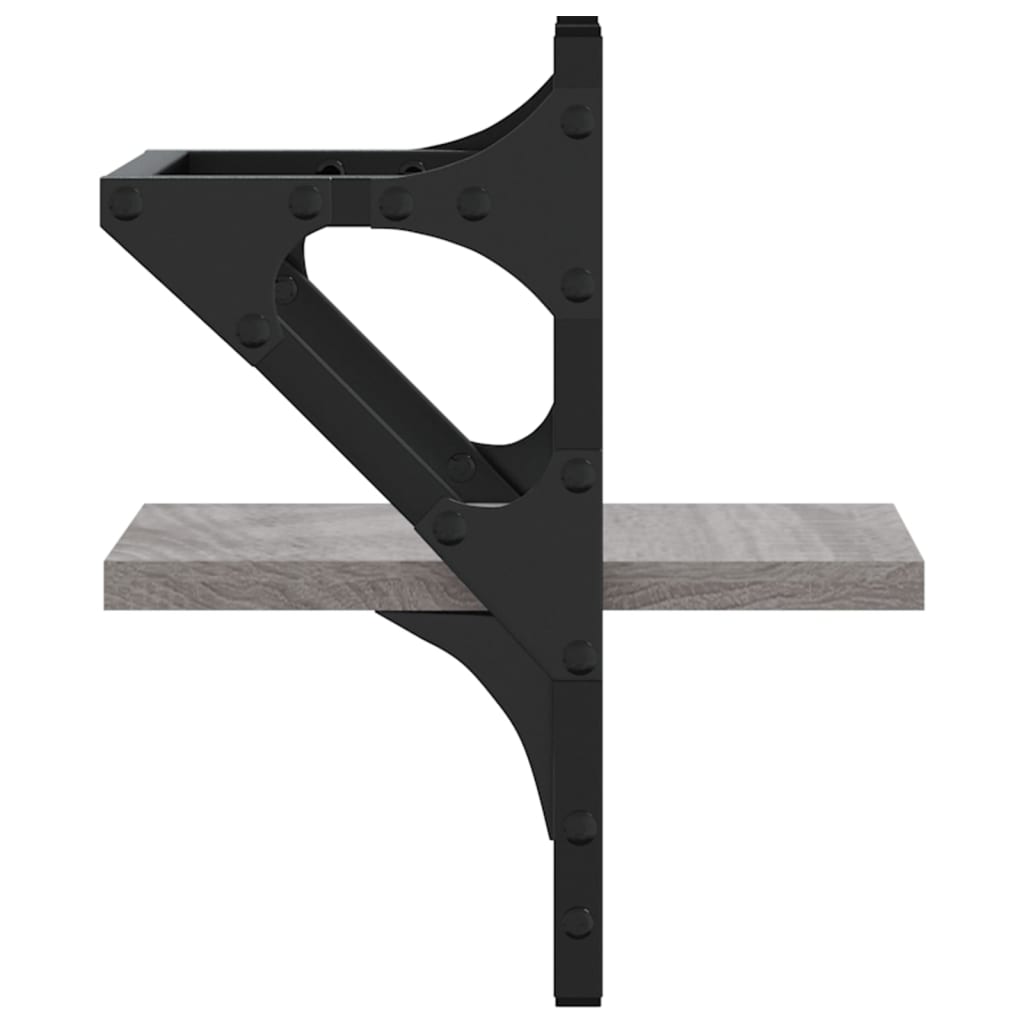 Mensole A Parete Con Aste 2pz Grigio Sonoma 20x25x30 cm - Image 6