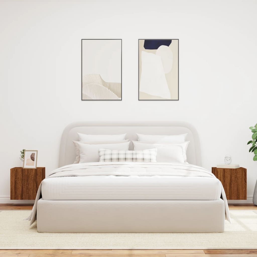 Mobili Tv A Parete Con Luci Led 2pz Rovere Marrone 40,5x35x40cm - Image 2