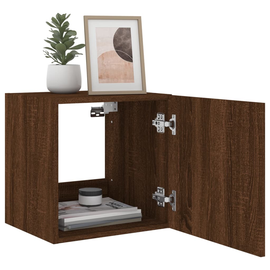 Mobili Tv A Parete Con Luci Led 2pz Rovere Marrone 40,5x35x40cm - Image 6