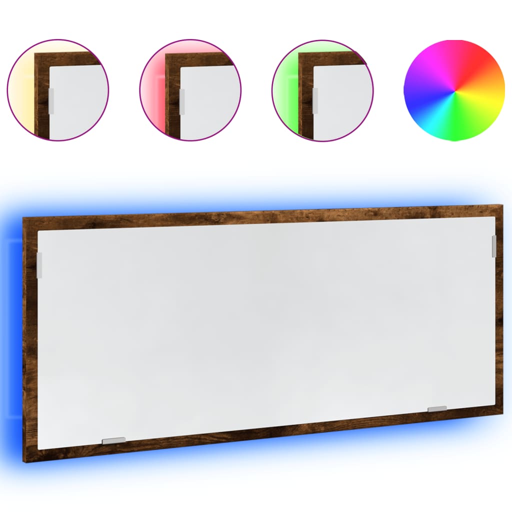 Specchio Bagno Led Rovere Fumo 100x8,5x37cm Legno Multistrato - Image 6