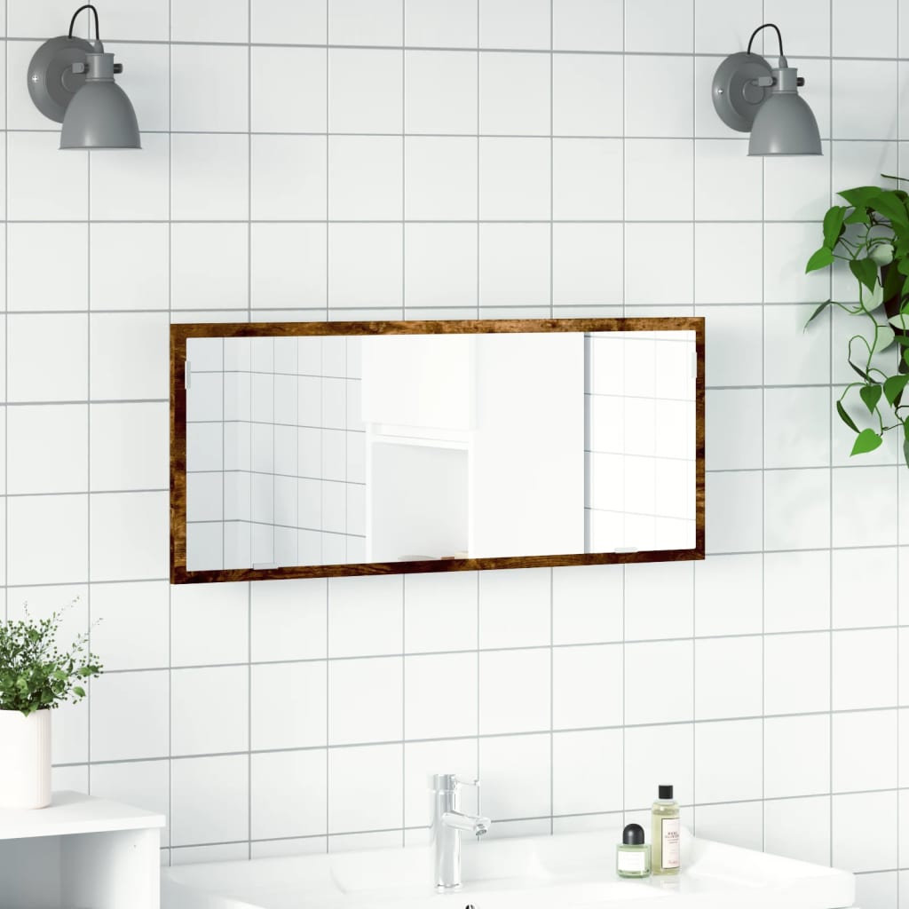 Specchio Bagno Led Rovere Fumo 100x8,5x37cm Legno Multistrato - Image 2
