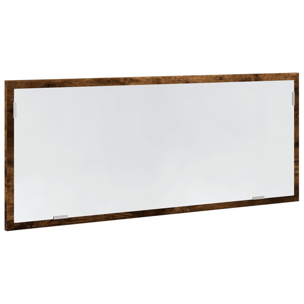 Specchio Bagno Led Rovere Fumo 100x8,5x37cm Legno Multistrato