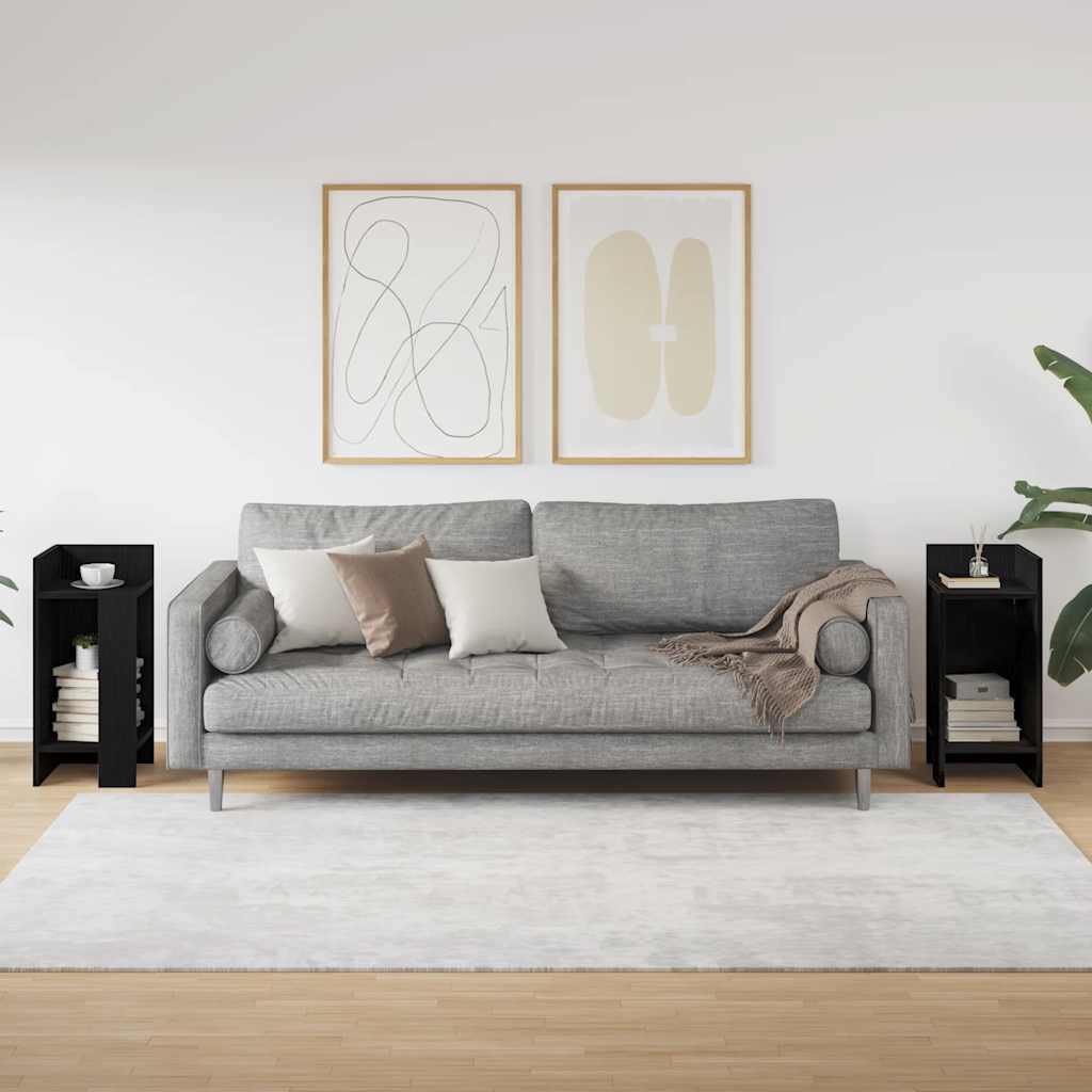 Tavolini Laterali 2pz Con Ripiano Nero 25,5x27x60 cm - Image 2